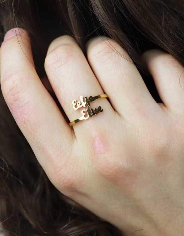 Customize Double Name Ring